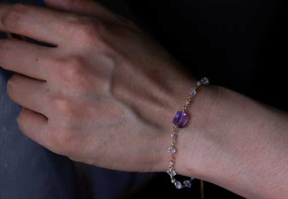 【14KGF】W/G Diamond,Himalayan Quartz Abundance Bracelet 14枚目の画像