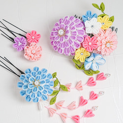 【41】つまみ細工　七五三　ピンク×ラベンダー 41】つまみ細工七五三ピンク×ラベンダー