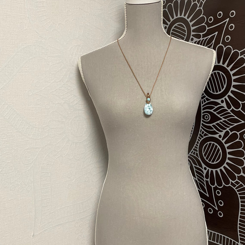 波穂』ラリマーのマクラメタッセルペンダントネックレス ネックレス  