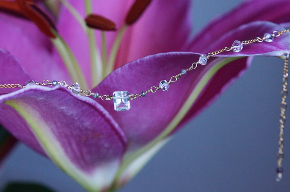 【14KGF】Dark Grey Diamond,Himalayan Quartz Abundance Bracelet 1枚目の画像