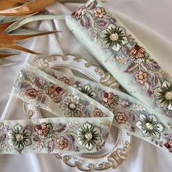 50cm  インド刺繍リボン  チュール　花柄 7枚目の画像