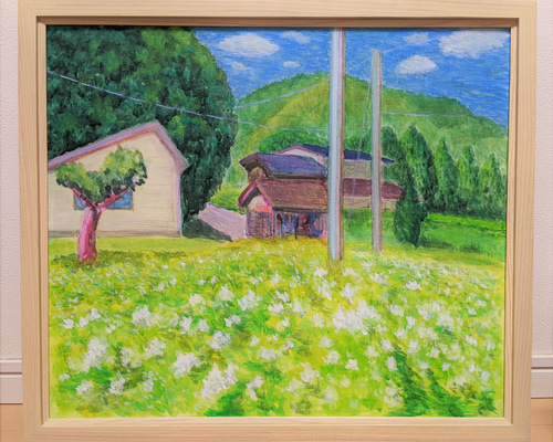 油絵 絵画【白い花道】 油絵 絵画 【森の白い花道】 - メルカリ