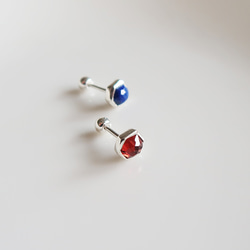 925純銀 石榴石 六邊形 包邊鑲 轉珠 鎖珠 耳環 耳夾 免費送禮包裝 第4張的照片