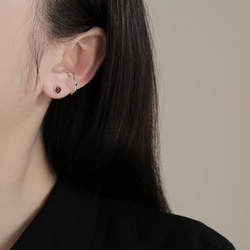 925純銀 石榴石 六邊形 包邊鑲 轉珠 鎖珠 耳環 耳夾 免費送禮包裝 第9張的照片