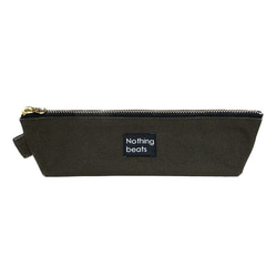 ペンケース ボート型 柔らか素材の裏地付き 帆布 オリーブグリーン