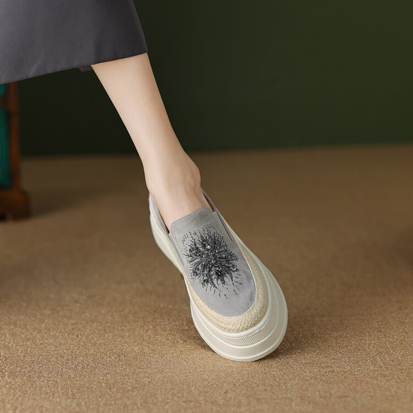 23 秋季女式真皮鞋超輕質厚底鞋舒適淺口鞋 22 厘米-24.5 厘米 #798⭐免運費⭐ 第5張的照片
