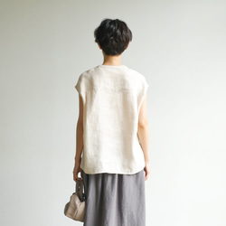 優雅亞麻襯衫法式袖上衣米色 230801-1 第4張的照片