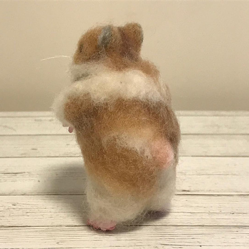 羊毛フェルト ハンドメイド ハムスター（茶色と白） 羊毛