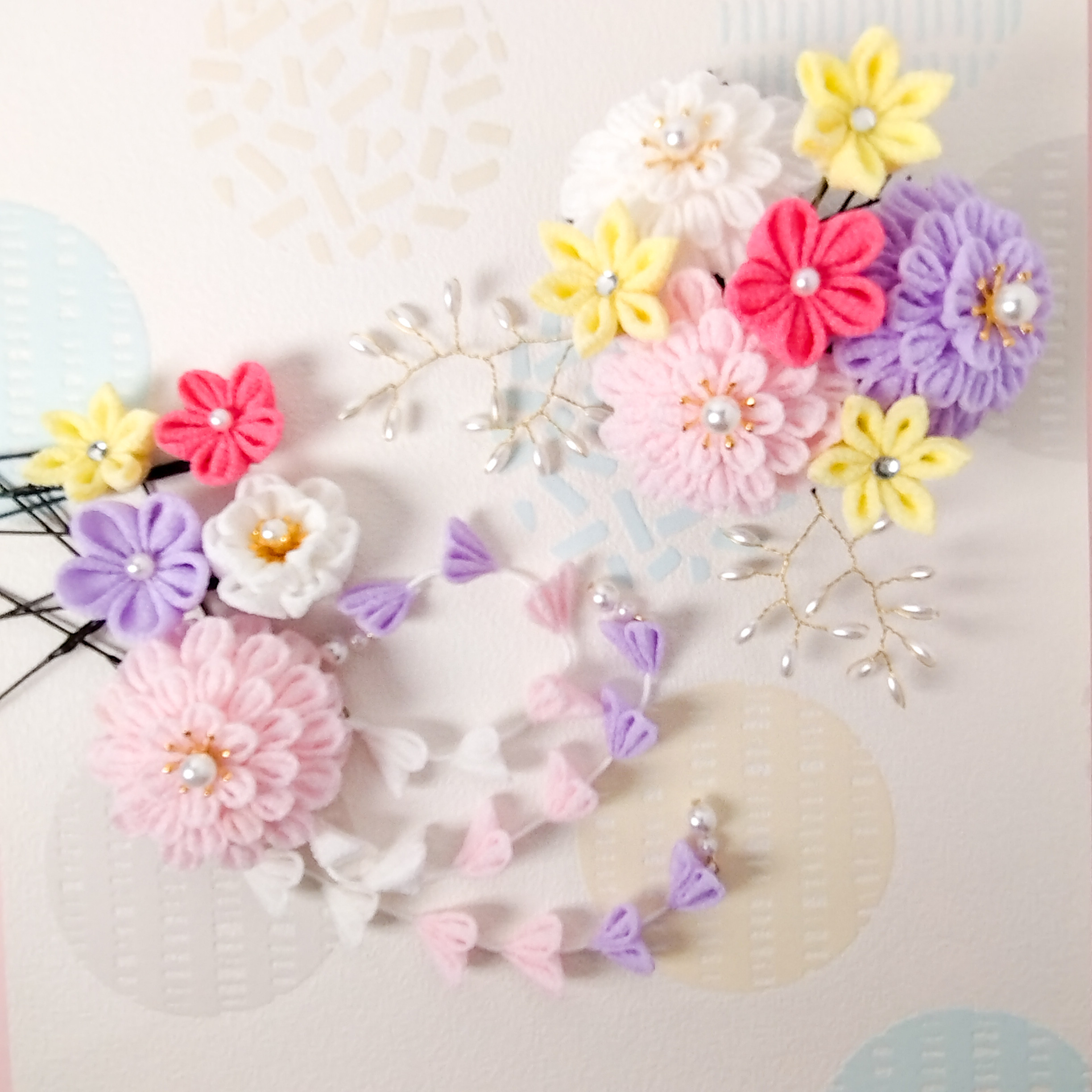【つまみ細工】華笑み ラベンダー　髪飾り　9点セット 七五三 7歳 成人式 卒業式