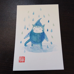 雨粒にゃんこ 1枚目の画像