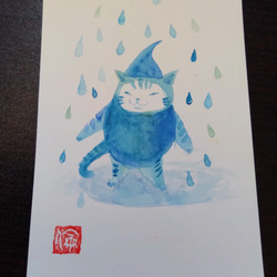 雨粒にゃんこ 2枚目の画像