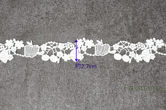 ケミカルレース 1m フルーツ 果物 オフ白 (LFS271OWEH00) 2枚目の画像