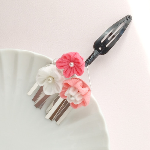 つまみ細工】 雛菊 ピンク 髪飾り5点セット 七五三 3歳 ひなまつり U