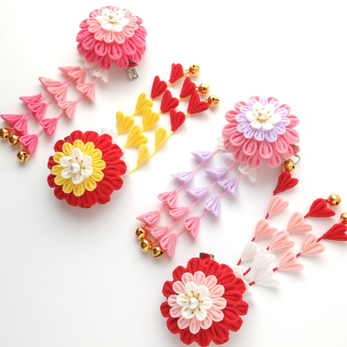 【41】つまみ細工　七五三　ピンク×ラベンダー つまみ細工 桜の髪飾りset ピンク×ラベンダー 藤色 *七五三*成人