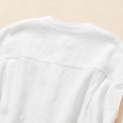 優雅亞麻襯衫法式袖上衣白色 230801-2 第8張的照片