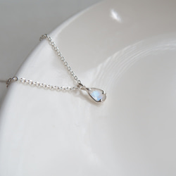 925純銀 小水滴 鑽面 月光石 天然石 項鍊 長鍊 短鍊 鎖骨鍊 免費送禮包裝 第6張的照片
