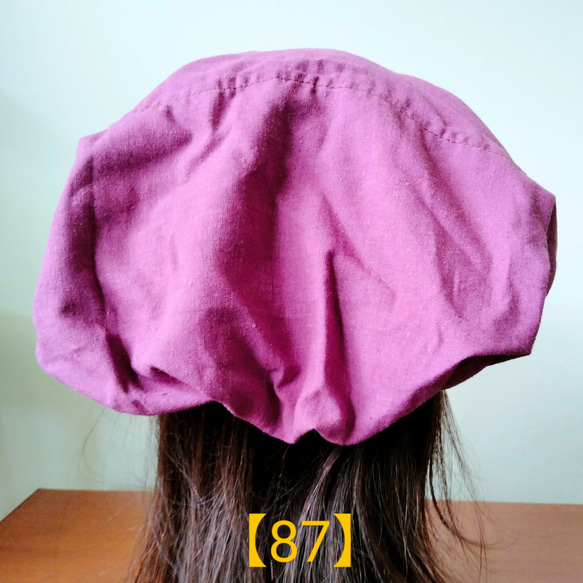 【87】医療帽子　ケア帽子　バンダナキャップ　室内帽子　治療帽子〈パープル　紫　麻(リネン)〉#新作 3枚目の画像