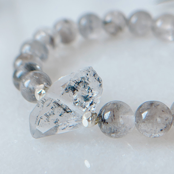 ニューヨーク州産ハーキマーダイヤモンド虹入りとカレンシルバーの本