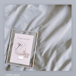 ファーストカットアート♪高級紙に印刷/女の子用・男の子用/手書き/リボン/水彩画/胎毛筆/ヘアカットアート 5枚目の画像