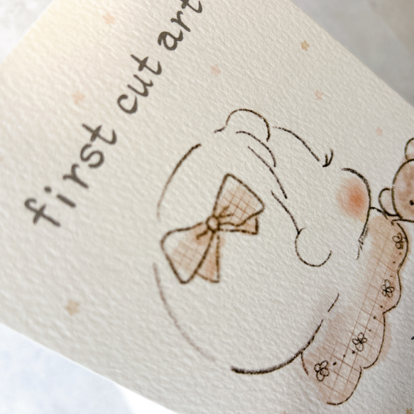 ファーストカットアート♪高級紙に印刷/女の子用・男の子用/手書き/リボン/水彩画/胎毛筆/ヘアカットアート 13枚目の画像
