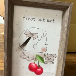 ファーストカットアート♪高級紙に印刷/女の子用・男の子用/手書き/リボン/水彩画/胎毛筆/ヘアカットアート 10枚目の画像