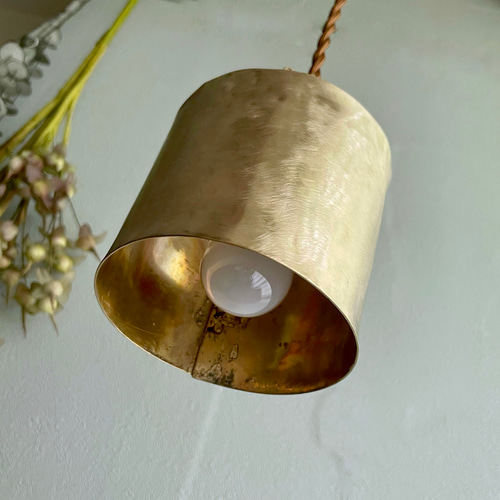 筒のライト「猫の親子」ペンダントライト 真鍮 ランプシェード