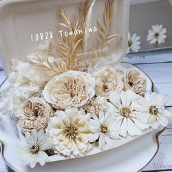 [送料無料]プリザの花箱✿Antique White 花材セット 詰め合わせ プリザーブドフラワー ドライフラワー 1枚目の画像