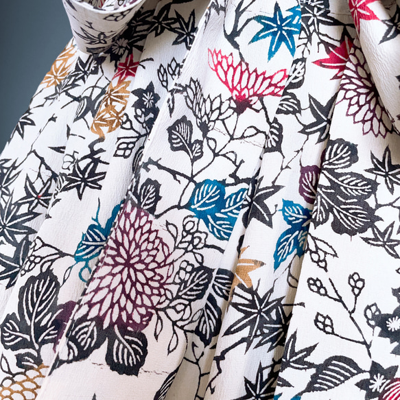 ”和で魅せる”フレアーロングワンピース 着物リメイク リボン ドレス 衣装 演奏会  白黒  M〜LL (B5803) 15枚目の画像