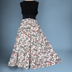 ”和で魅せる”フレアーロングワンピース 着物リメイク リボン ドレス 衣装 演奏会  白黒  M〜LL (B5803) 9枚目の画像