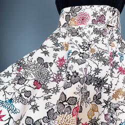 ”和で魅せる”フレアーロングワンピース 着物リメイク リボン ドレス 衣装 演奏会  白黒  M〜LL (B5803) 7枚目の画像