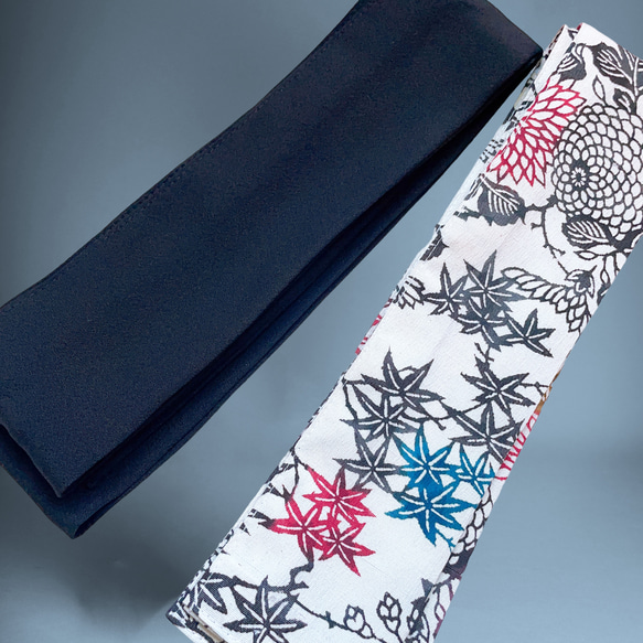 ”和で魅せる”フレアーロングワンピース 着物リメイク リボン ドレス 衣装 演奏会  白黒  M〜LL (B5803) 5枚目の画像