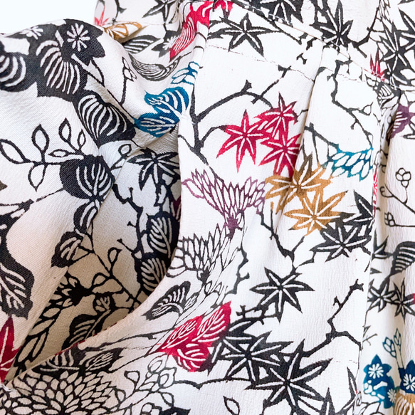 ”和で魅せる”フレアーロングワンピース 着物リメイク リボン ドレス 衣装 演奏会  白黒  M〜LL (B5803) 6枚目の画像