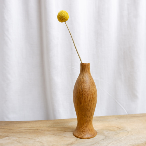 無垢の木の一輪挿し・楢3（ドライフラワー専用）花器 花瓶 ナラ