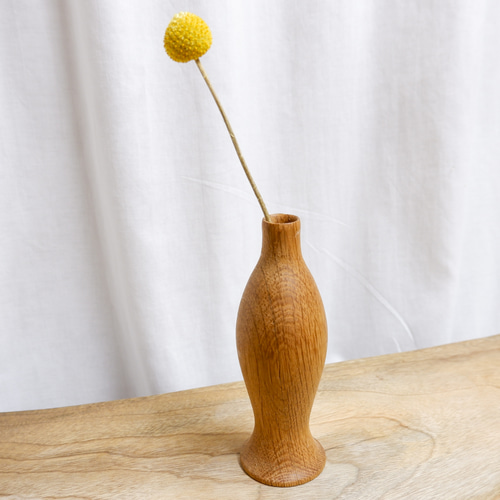無垢の木の一輪挿し・楢3（ドライフラワー専用）花器 花瓶 ナラ