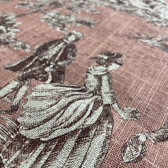 トワルドジュイ　広幅綿麻　サーモンピンク 3枚目の画像