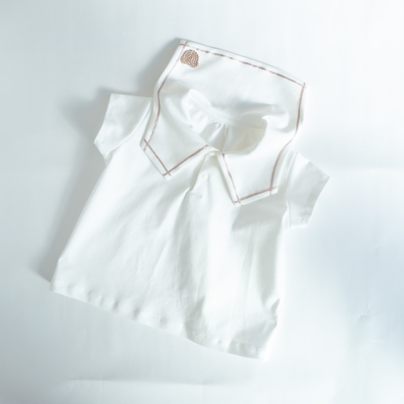 セーラー襟のニットシャツ：お出かけや1歳の誕生日など、特別な日に【受注製作】【80】 15枚目の画像