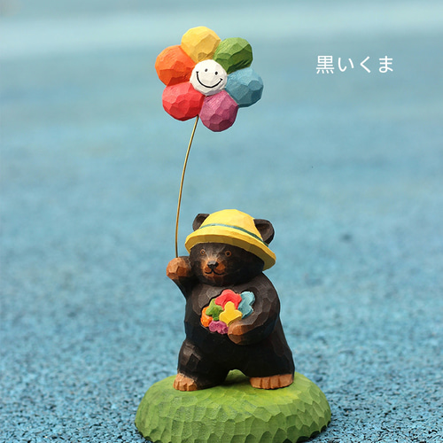 かわいいクマ手作り木彫りデスクトップ癒しの飾り家の装飾