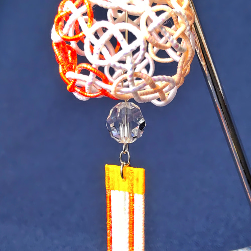 水引×和紙×クリスタル にじいろ風鈴かんざし 簪【紅花・橙】 浴衣 和装