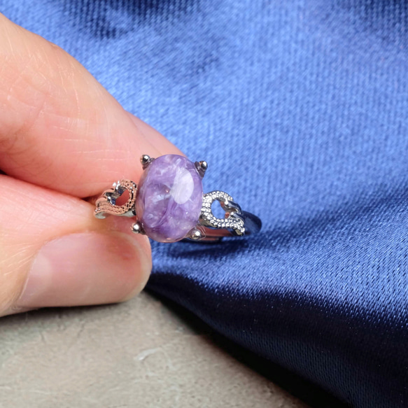 紫龍晶水晶戒指 天然療癒晶石 活口戒指 能量礦石 FREE SIZE 第3張的照片