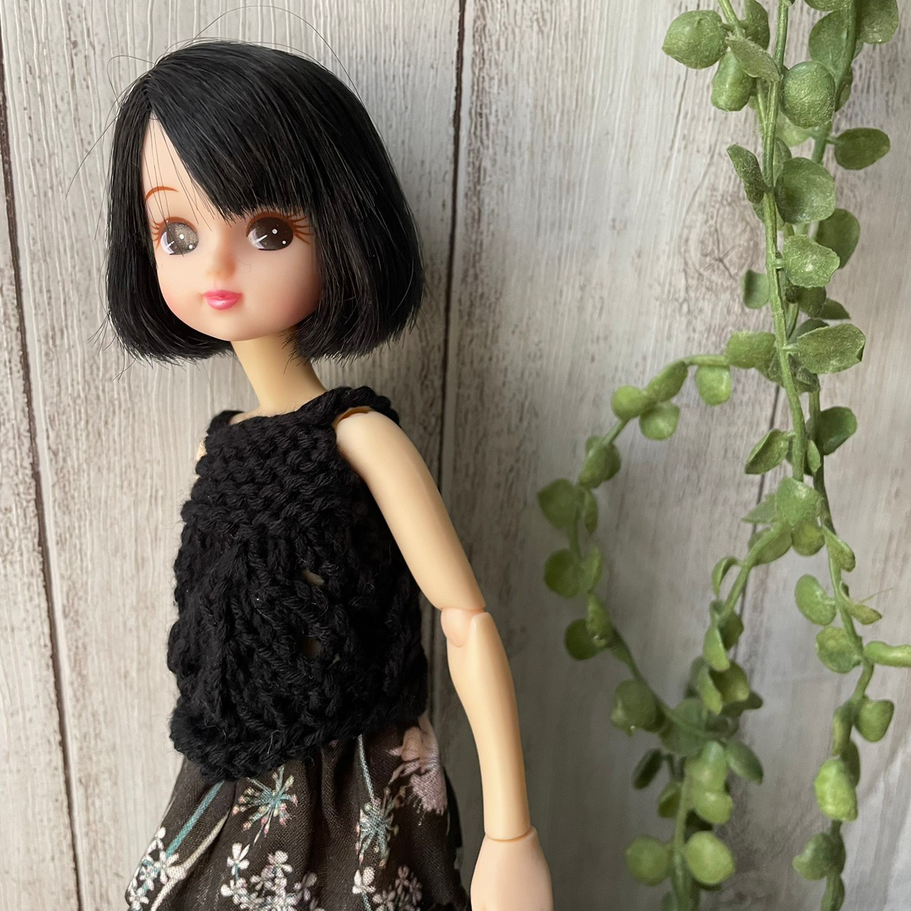 ドール服 リカちゃん ニットキャミソール 黒 その他人形 L vivante  