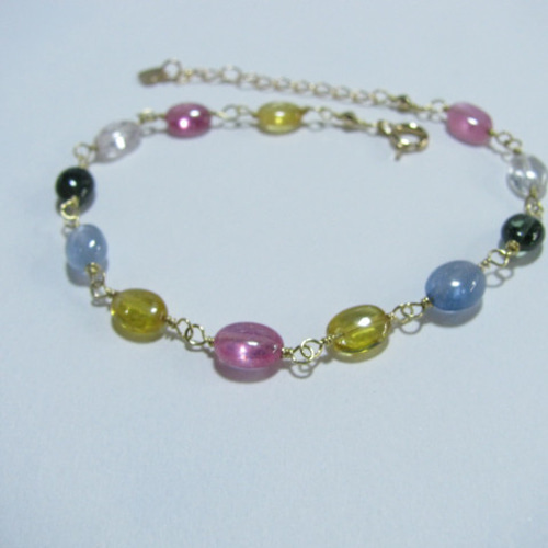 K18YG*高品質マルチカラーサファイアのブレスレット ブレスレット  