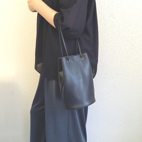 【Cisei】レザー ドローストリングバック 巾着 ハンドバッグ
