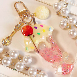 いちごみるくハートロリポップ◇シャカシャカキーホルダー シェイカー
