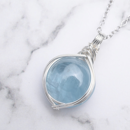 スカイカイヤナイト ワイヤーラッピング ネックレス silver935