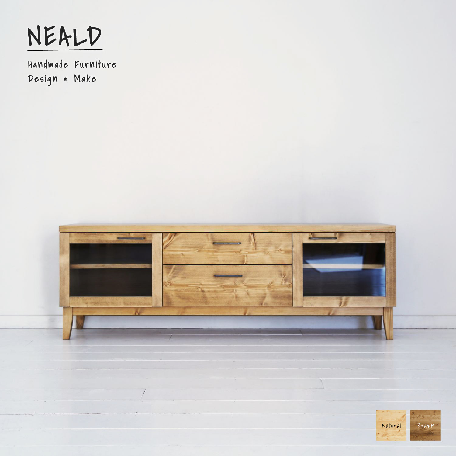 [送料無料] 無垢 ショーケース リビング収納 サイドボード キャビネット w150 [受注製作] F-07