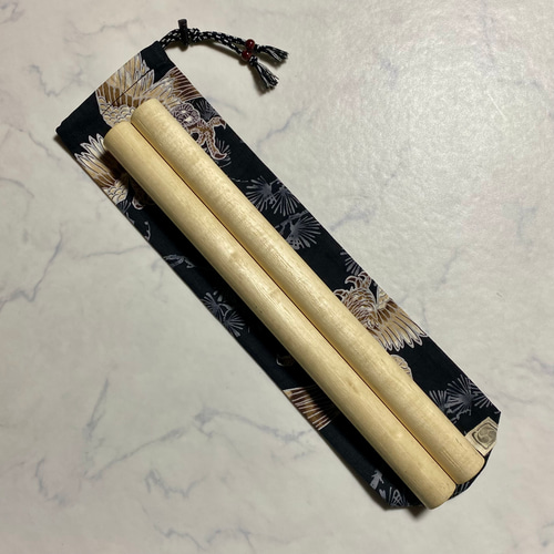 40cmバチ用】筒型バチ袋 和太鼓 ばち入れ 和柄 長い巾着袋 鷹 日本製