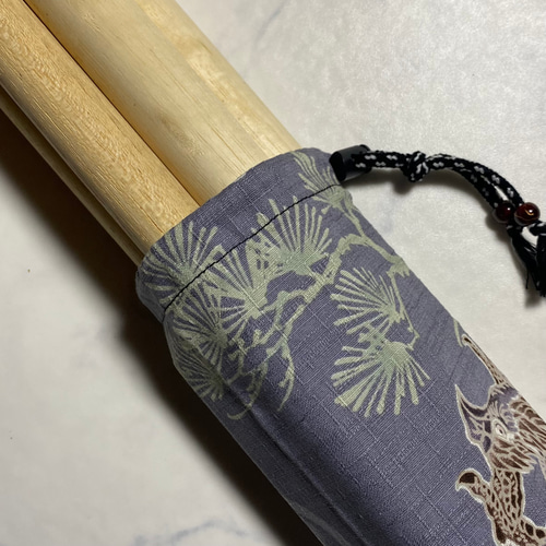 筒型バチ袋｜和太鼓 ばち入れ｜長い巾着袋｜40cmバチ用｜和柄・鷹