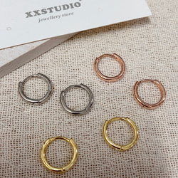 10mm フープピアス　セカンドピアス　ワンタッチ　ゴールド／シルバー／ピンクゴールド 3枚目の画像