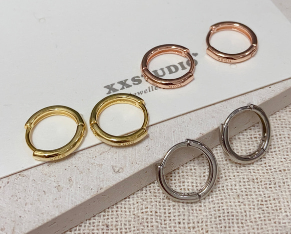 10mm フープピアス　セカンドピアス　ワンタッチ　ゴールド／シルバー／ピンクゴールド 9枚目の画像