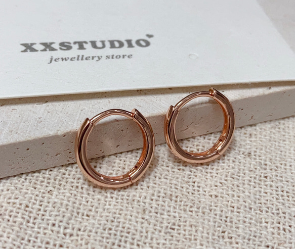 10mm フープピアス　セカンドピアス　ワンタッチ　ゴールド／シルバー／ピンクゴールド 5枚目の画像